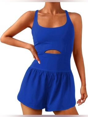 Royal Blue Cutout Romper Athletic